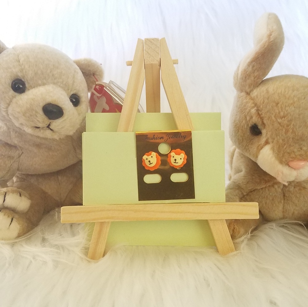 Childrens handmade and painted Lion earrings